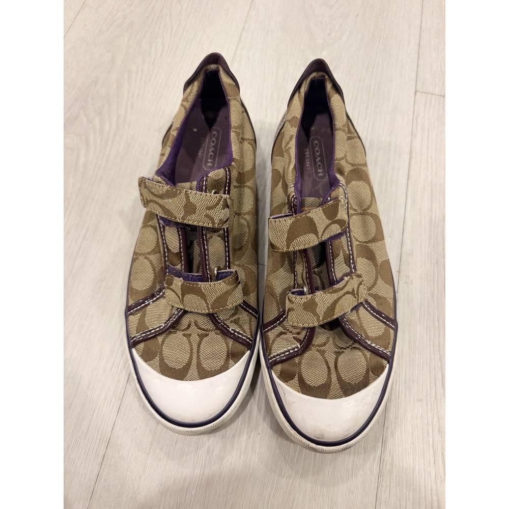 Y2K Coach Signature C Sneakers Womens Tan Purple Monogram Vintage